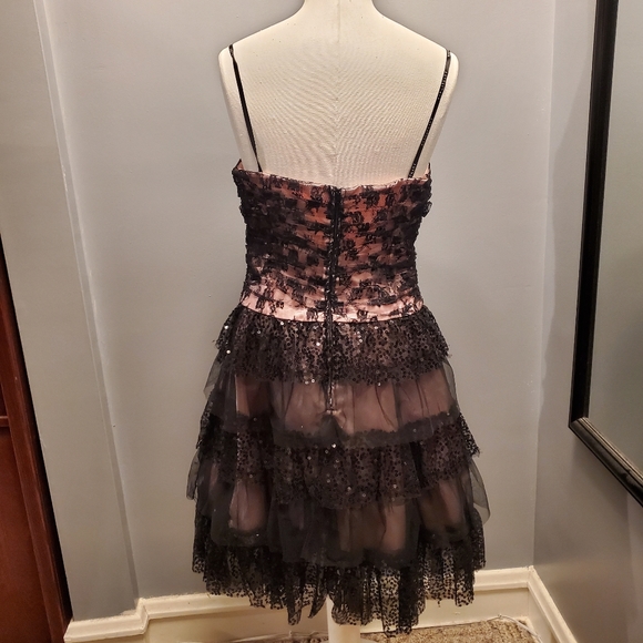 Masquerade Black and Pink Sequins Ruffle Dress - Picture 5 of 10